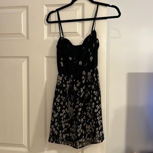 Reformation black floral mini dress